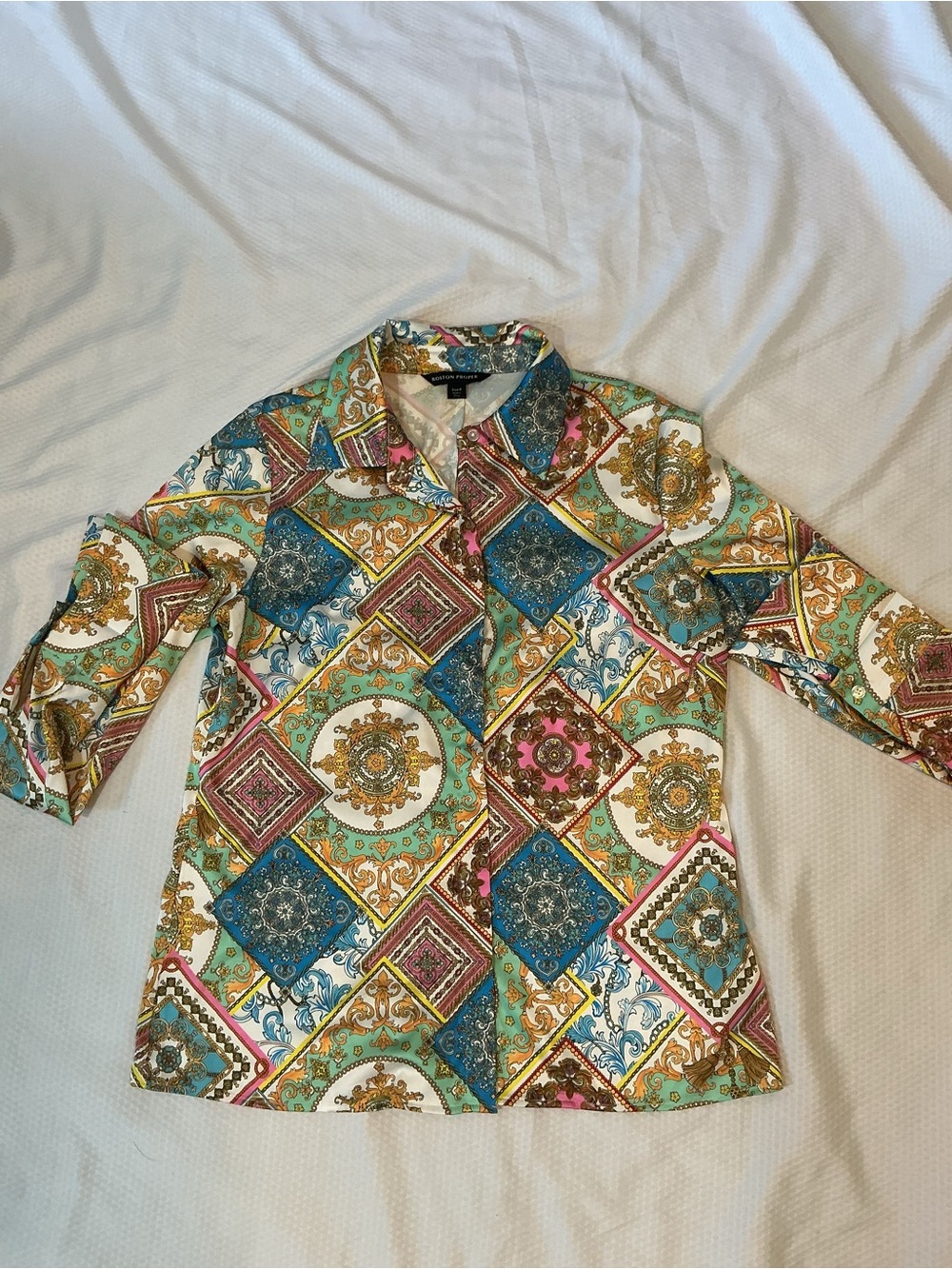 Boston Proper Multicolor Paisley Medallion Print Blouse